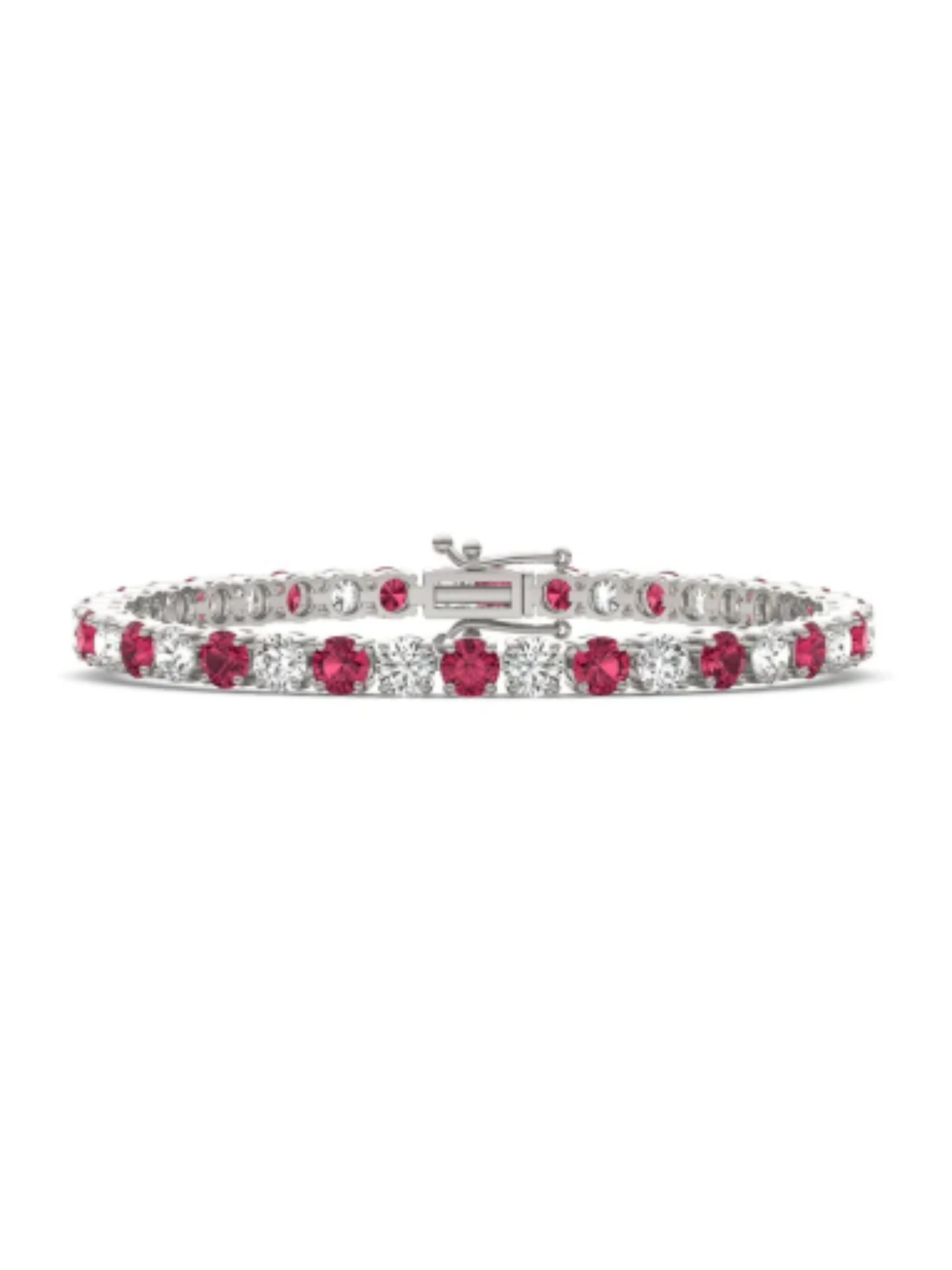 10K Ruby (WG/YG) Color Stones Lab Grown Diamond Bracelet (7 inch) | DEF Color, VVS-VS Clarity