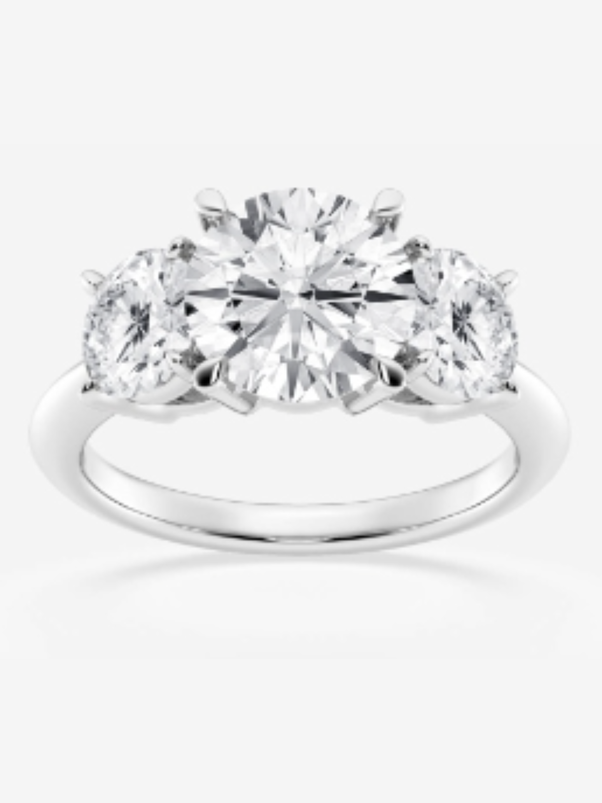 14K Lab Grown Three-Stone Ring  - DEF Color, VVS-VS Clarity