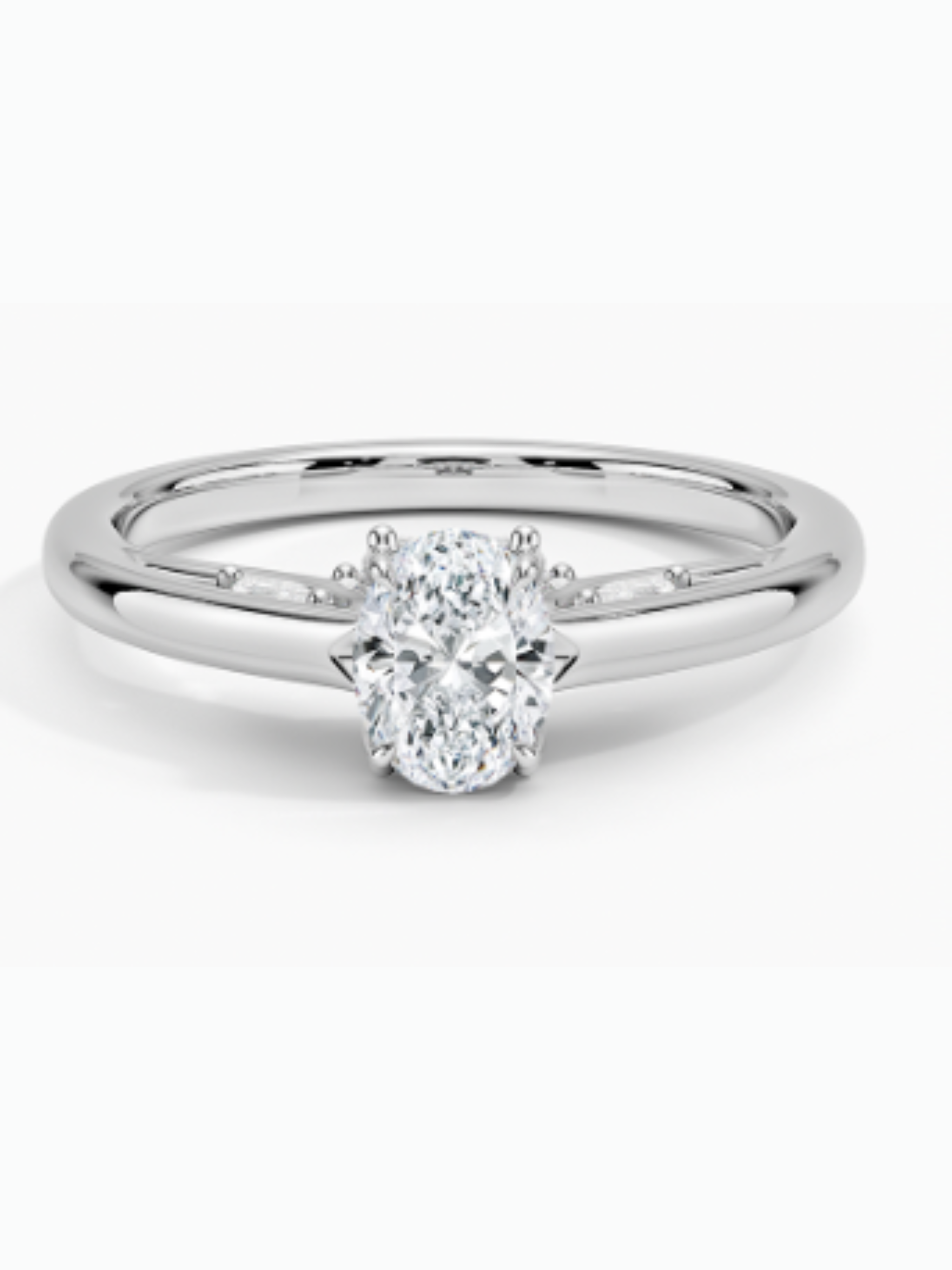 10K Lab Grown Oval Diamond Solitaire Ring (Fancy Shapes)  - DEF Color, VVS-VS Clarity