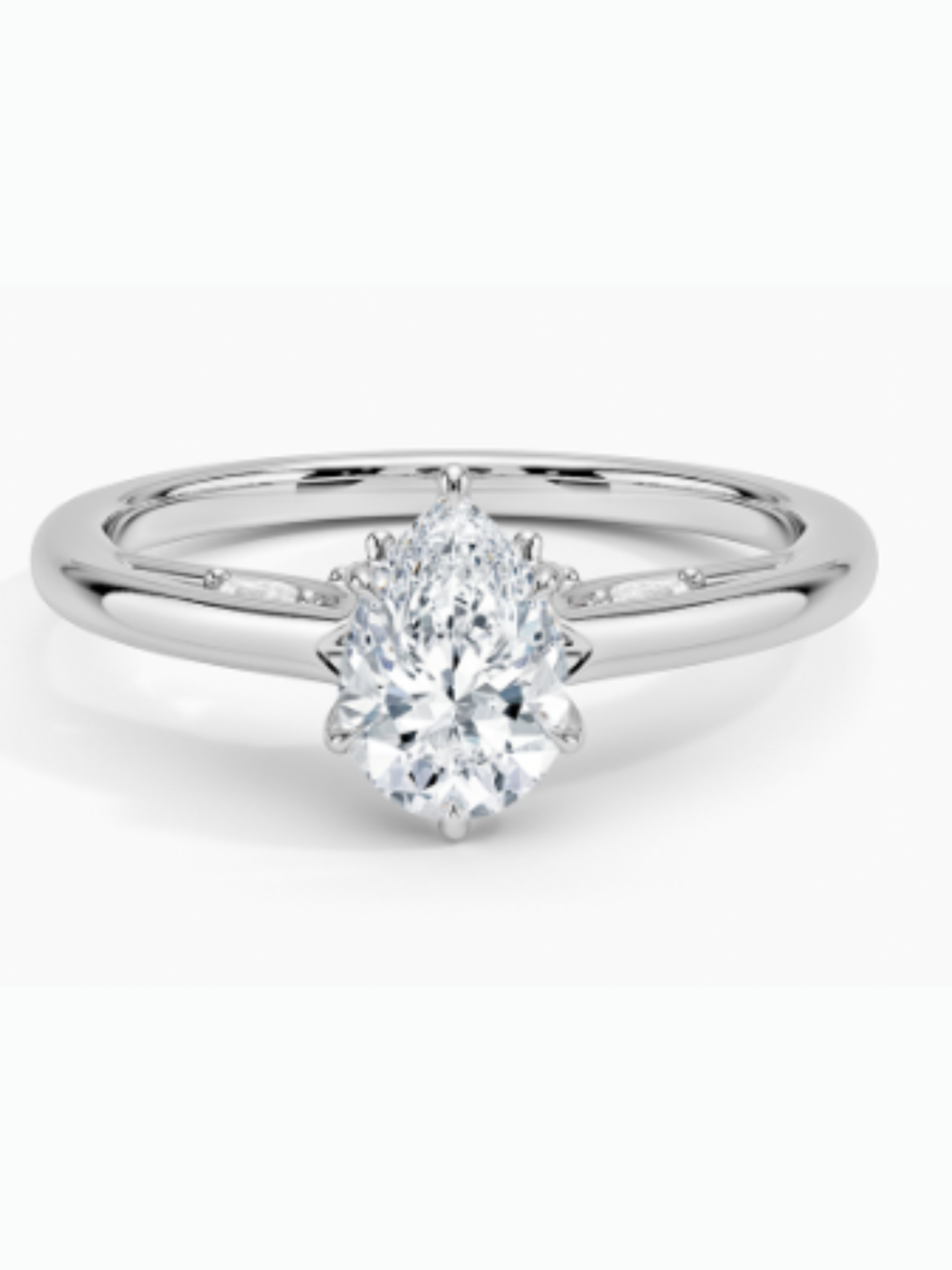 10K Pear Lab Grown Diamond Solitaire Ring (Fancy Shapes)  - DEF Color, VVS-VS Clarity