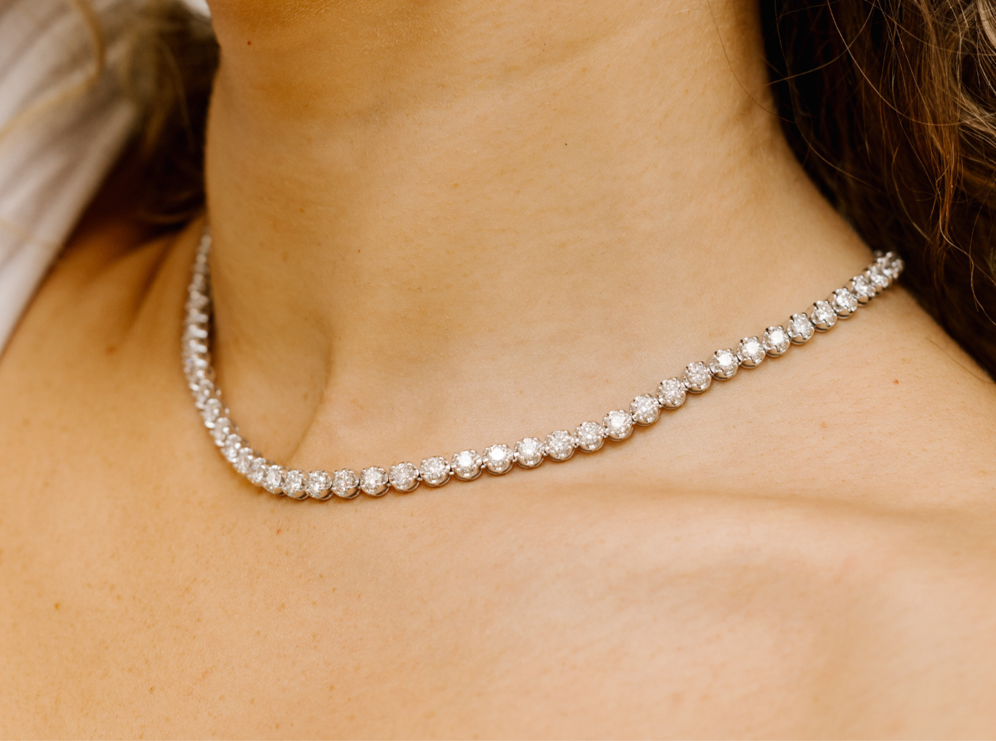 14K (W/Y) Lab Grown Straightline Necklace (20inches)  - DEF Color, VVS-VS Clarity