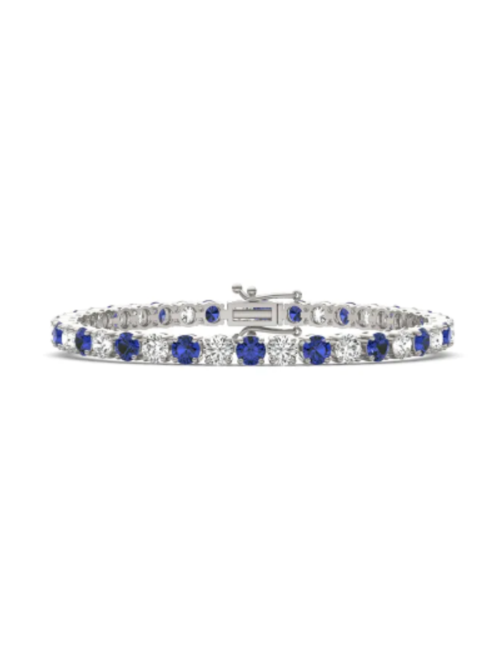 10K Sapphire (WG/YG) Color Stones Lab Grown Diamond Bracelet (7 inch)  - DEF Color, VVS-VS Clarity