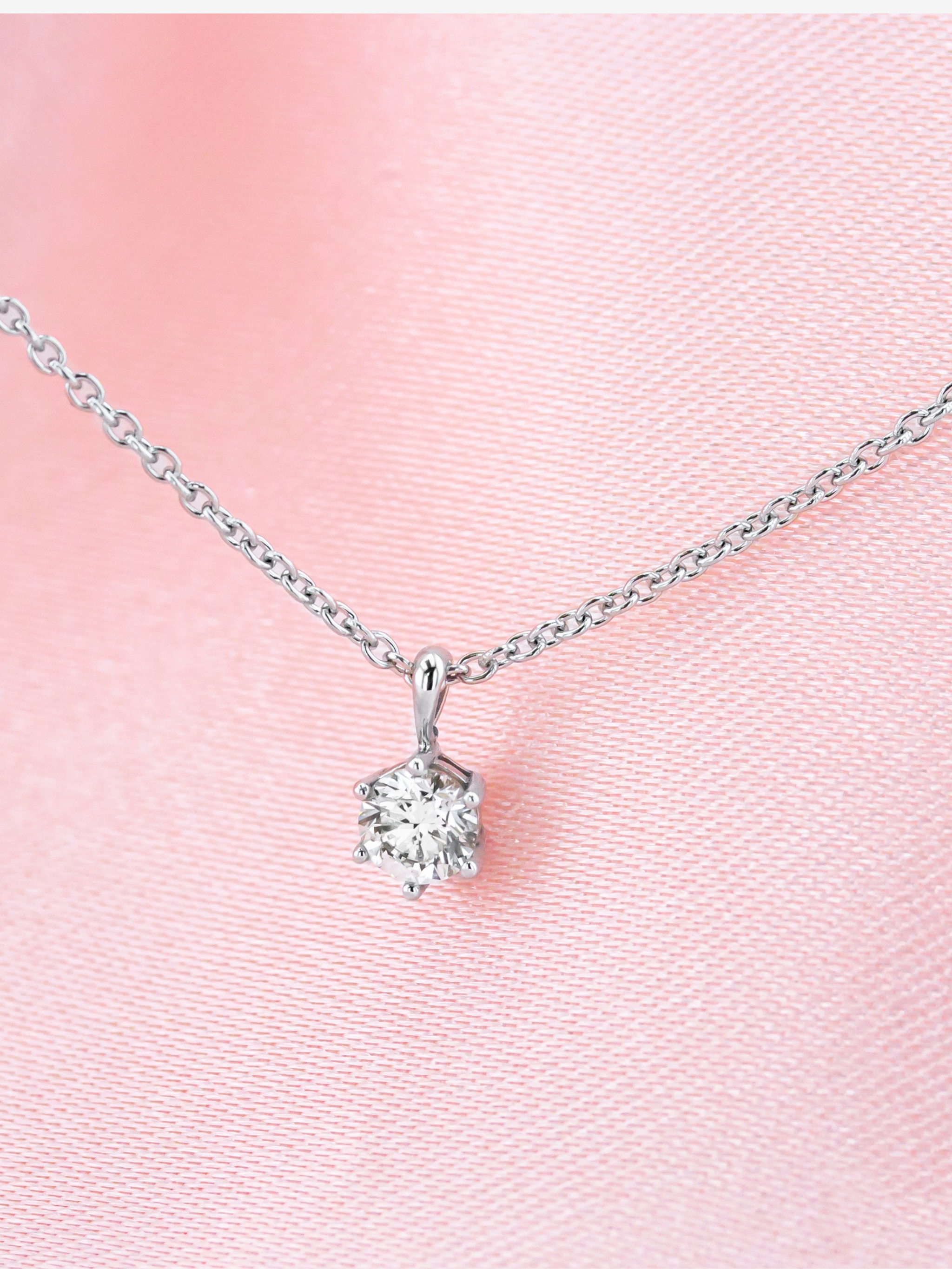 14K Round Lab Diamond Solitaire Pendant (WG/YG).  - DEF Color, VVS-VS Clarity