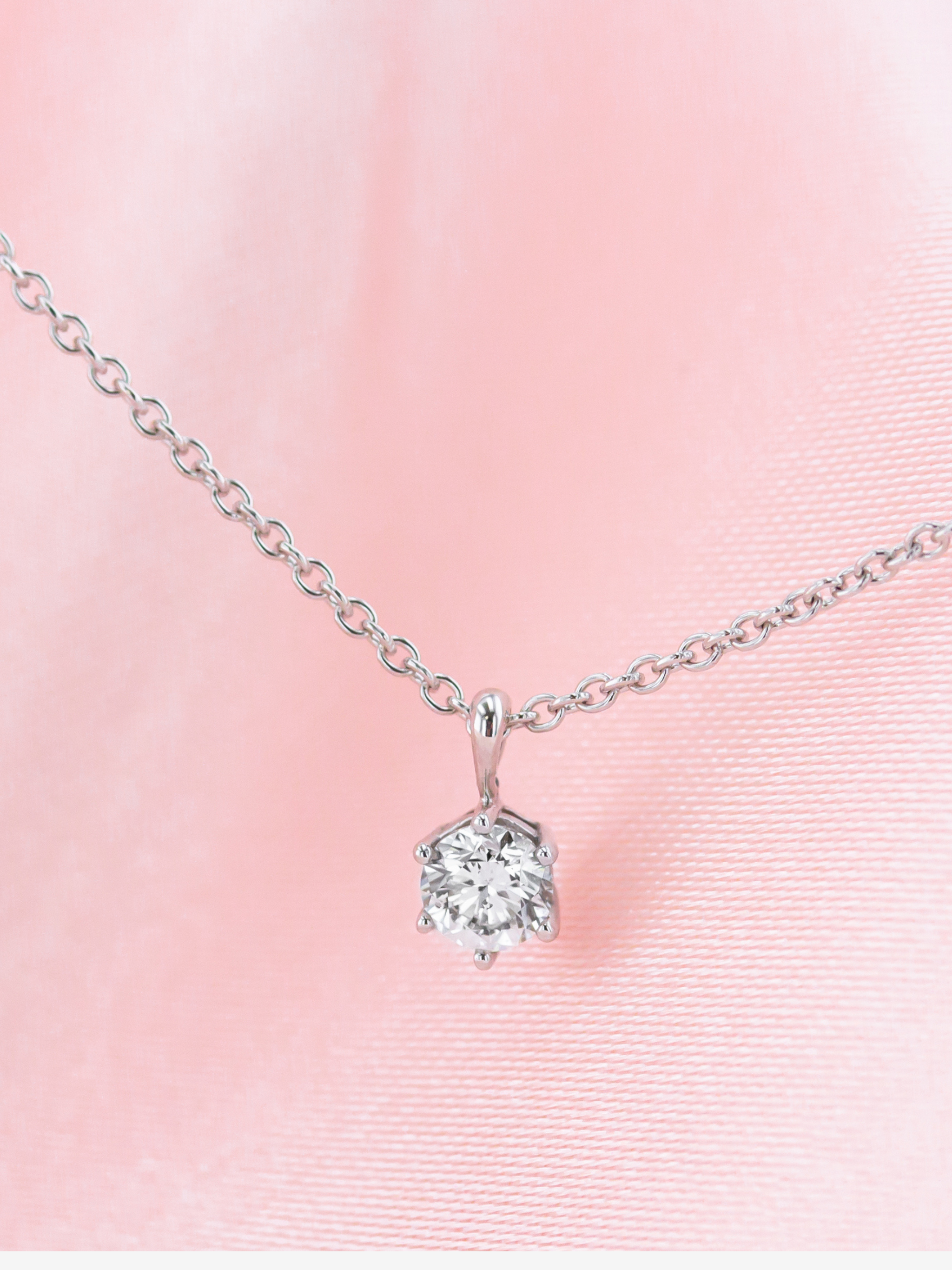 14K Round Lab Diamond Solitaire Pendant (WG/YG).  - DEF Color, VVS-VS Clarity