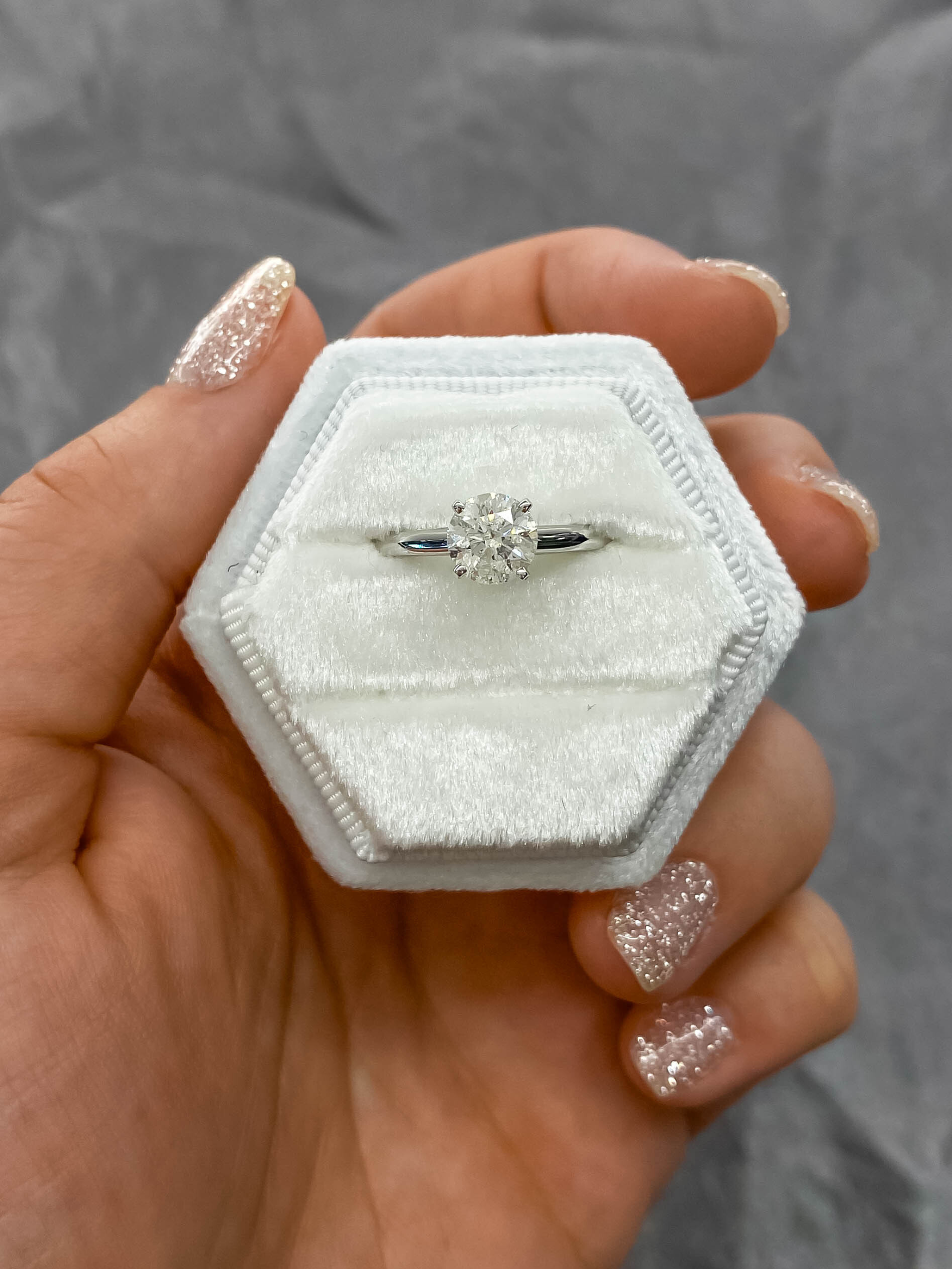 10k Lab Grown Round Diamond Solitaire Ring  - DEF Color, VVS-VS Clarity