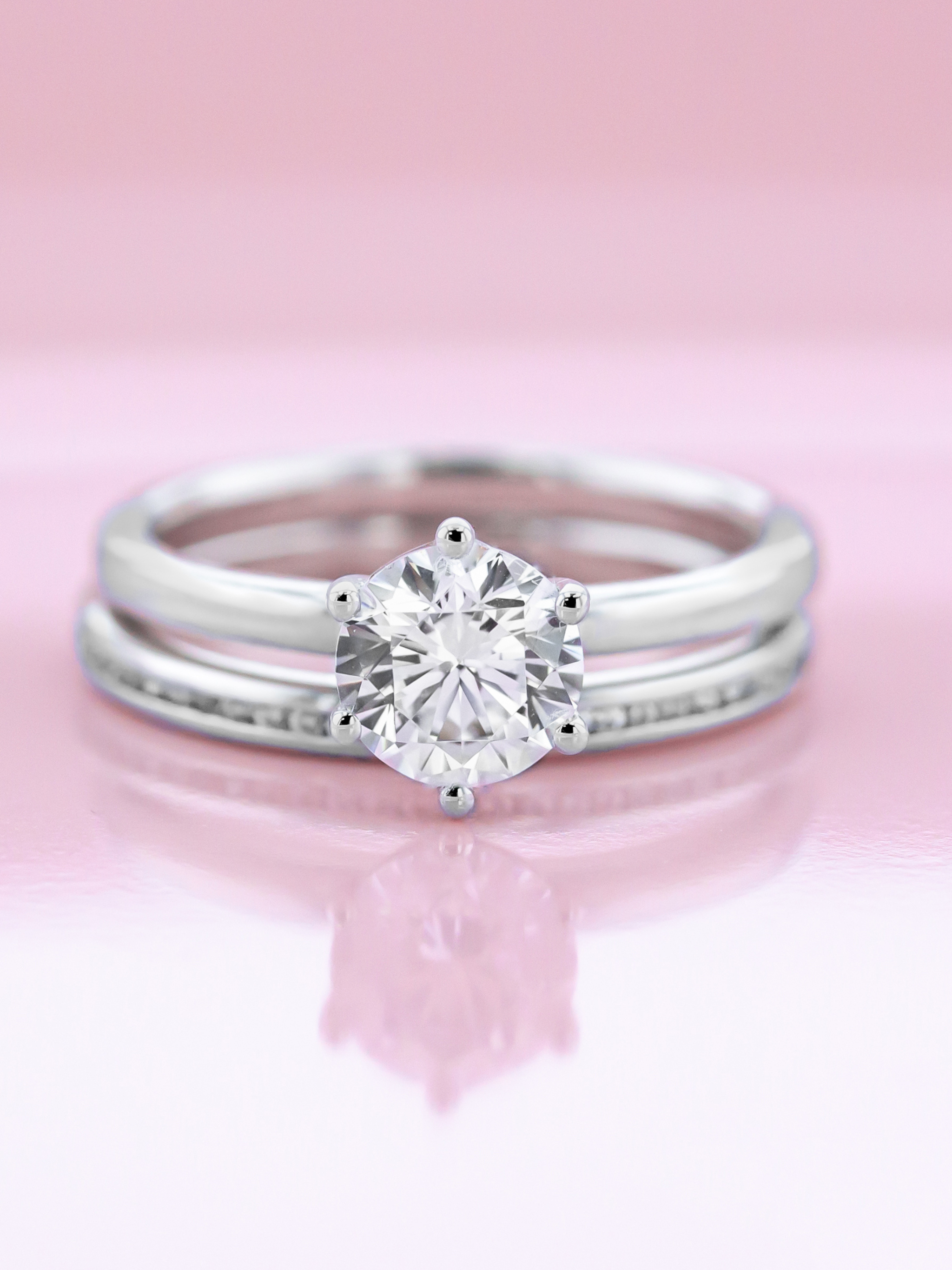 10k Lab Grown Round Diamond Solitaire Ring  - DEF Color, VVS-VS Clarity