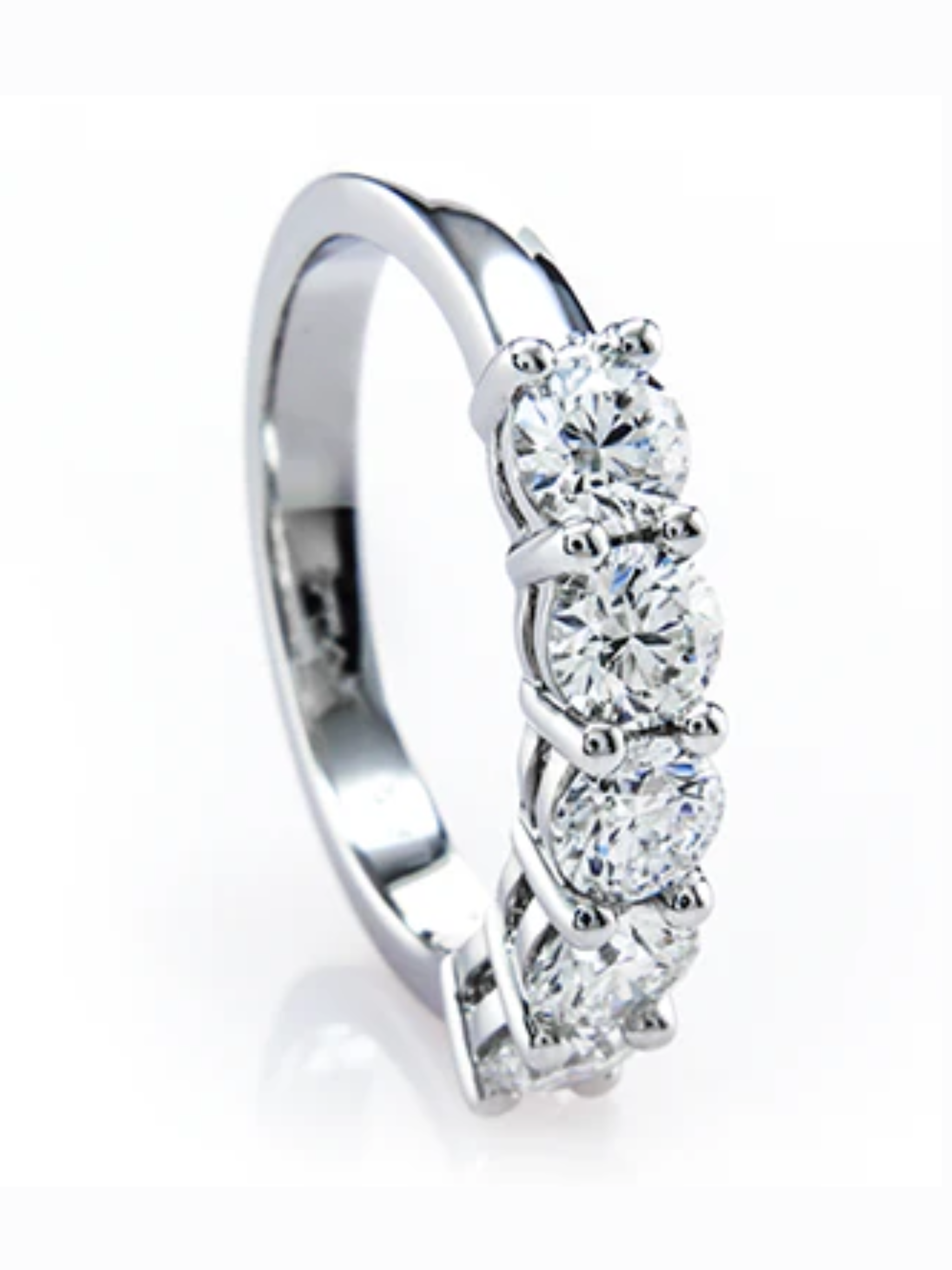 10K 5 Stone Open Gallery Round Lab Diamond Wedding Band  - DEF Color, VVS-VS Clarity