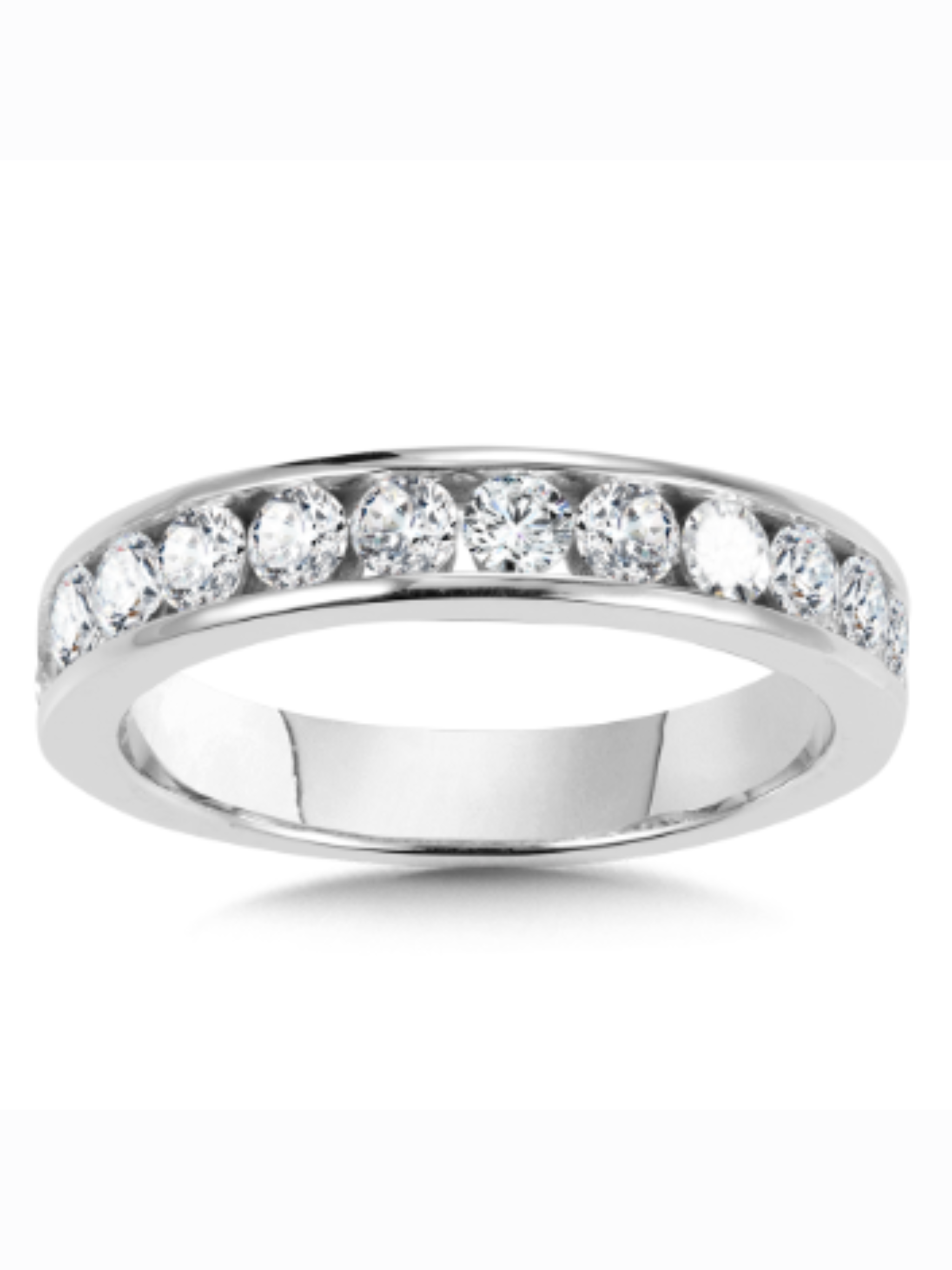 10K (WG/YG) Channel Set Round Lab Diamond Wedding Band  - DEF Color, VVS-VS Clarity